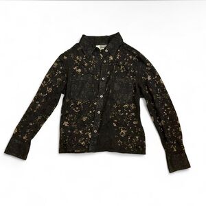 Vintage floral lace button up blouse